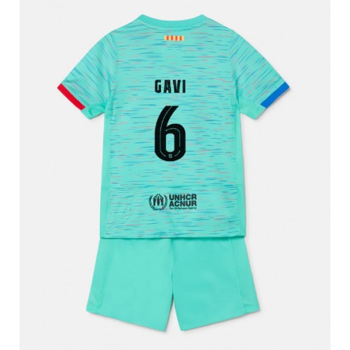 Otroški Nogometni dresi Barcelona Paez Gavi #6 Tretji 2023-24 Kratek Rokav (+ Kratke hlače)